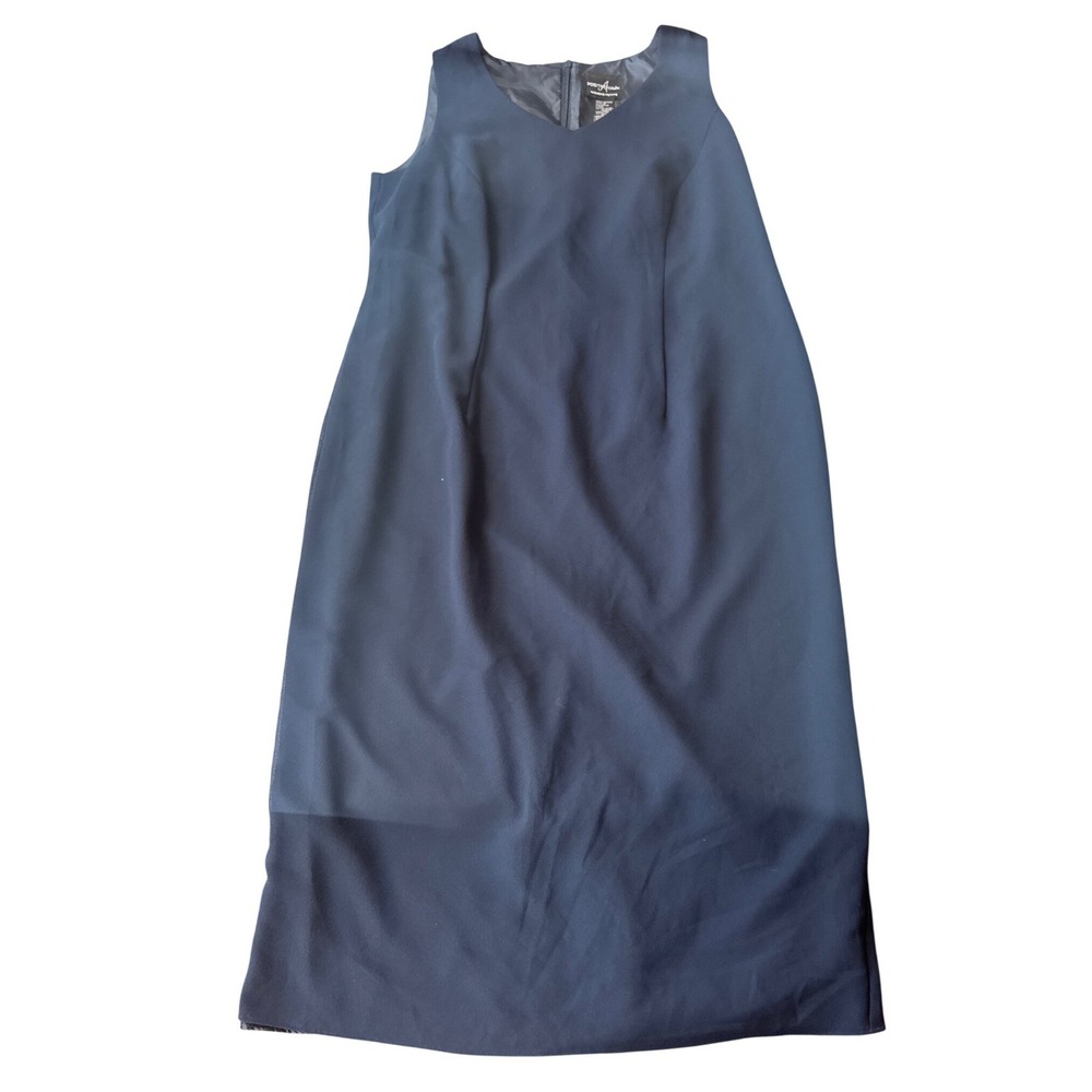 Positive Attitude Sheath Dress Women 16P Navy Blue Sleeveless Midi Excellent